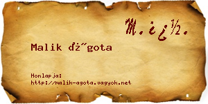 Malik Ágota névjegykártya